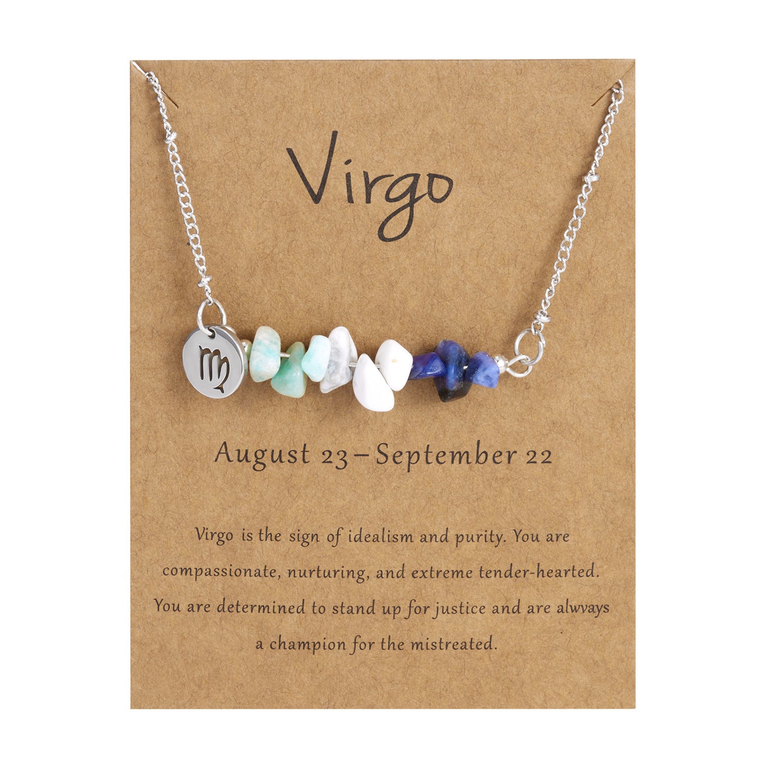 Wholesale Stainless Steel Zodiac Necklace Irregular Natural Stone Pendant Necklace